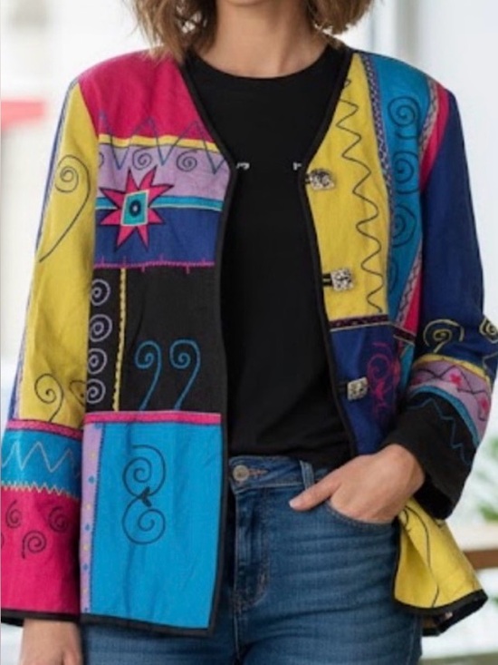 Indigo Jackets & Blazers - Multicolor Linen Blend Patchwork Jacket by INDIGO